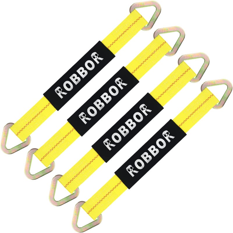 Robbor أحزمة المحور بقوة كسر 10000 رطل وحمولة عمل 3335 رطل أحزمة ربط المحور الصفراء لتأمين نقل السيارات شاحنة السحب 4x4 أحزمة الطرق الوعرة (36 بوصة) - Image 1